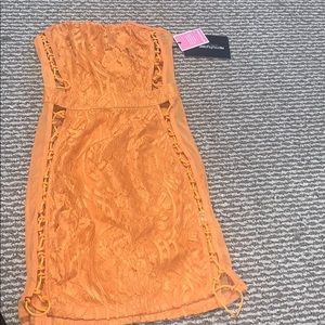 Orange strapless dress